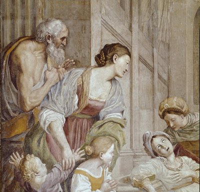 Geschichte der hl. Cäcilia: Tod der hl. Cäcilia (Detail) von Domenichino