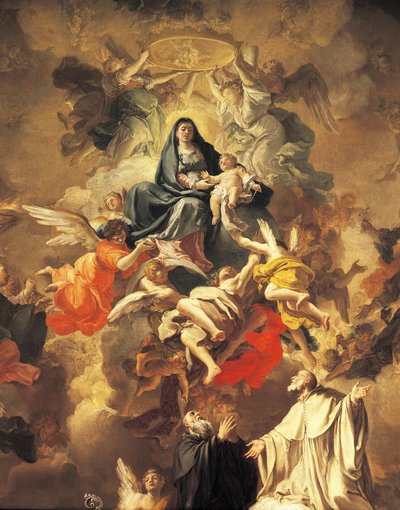 Herrlichkeit mit Heiligen und Engeln (Detail) von Domenico Antonio Vaccaro