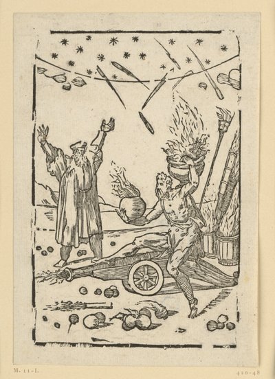 Das fertige Geschütz als Ergebnis des Gusses; zugleich eine Darstellung der Pulverwirkung. Aus der Folge "De re metallica". von Domenico Beccafumi