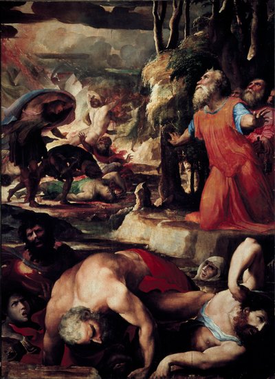 Die Bestrafung von Korach, Dathan und Abiram von Domenico Beccafumi