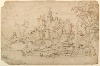 Fantasielandschaft mit Wassermühle von Domenico Campagnola