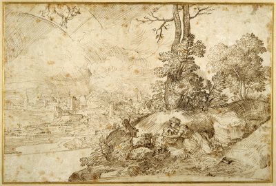 Landschaft mit Astrologie von Domenico Campagnola