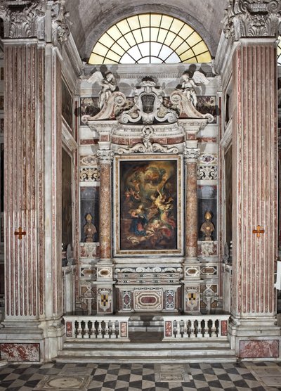 Verkündigung, Altar, sechste Kapelle, ca. 1679 von Domenico I Piola