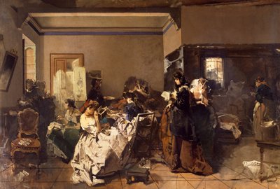 Schule für Näherinnen, von Domenico Induno von Domenico Induno