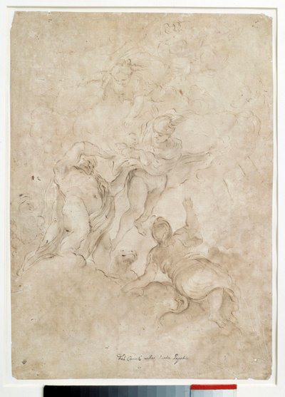 Jupiter vertraut Bacchus Mercure an. Zeichnung von Domenico Canuti. Paris, Louvre Museum von Domenico Maria Canuti