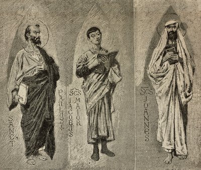 Heilige Paulus, Jakobus der Große und Johannes, Kartons von Domenico Morelli für das Mosaik der Kathedrale von Amalfi von Domenico Morelli