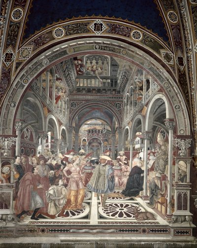 Papst Coelestin III. gewährt dem Krankenhaus von Siena Autonomie, 1442 von Domenico di Bartolo
