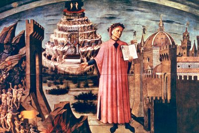 Dante und sein Gedicht Die Göttliche Komödie, 1465 von Domenico di Michelino
