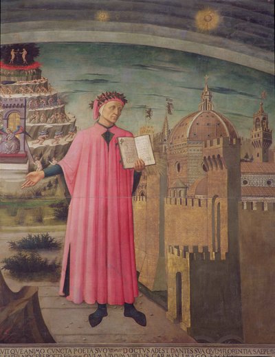 Dante liest aus der Göttlichen Komödie (Detail) von Domenico di Michelino