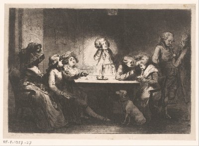 Gesellschaft um einen Tisch bei Kerzenlicht von Dominique Vivant Denon (baron)