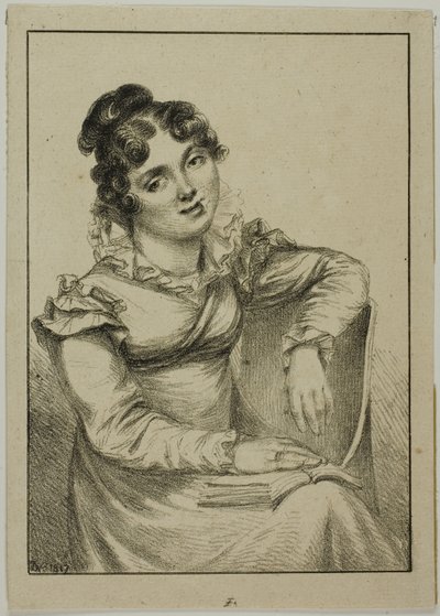 Sitzende junge Frau, die ein offenes Buch hält von Dominique Vivant Denon