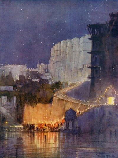 Der Prinz kommt am Palast am Seeufer an, Udaipur von Donald (after) Maxwell