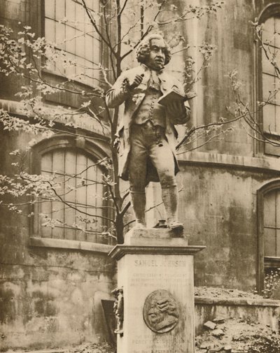 Dr. Johnson auf seinem Sockel, von dem aus er die Fleet Street sehen kann, ca. 1935 von Donald McLeish