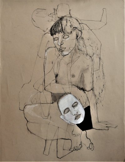 Nackte Figur mit Maske von Doris Schmitz