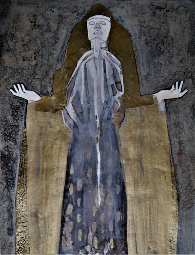 Kontemplative Goldene Figur von Doris Schmitz