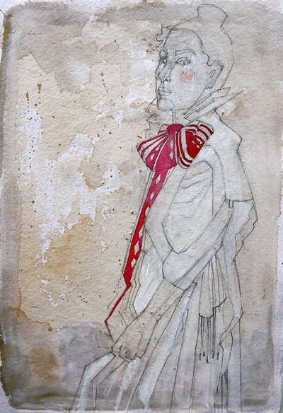 Porträt mit elegantem rotem Bogen von Doris Schmitz