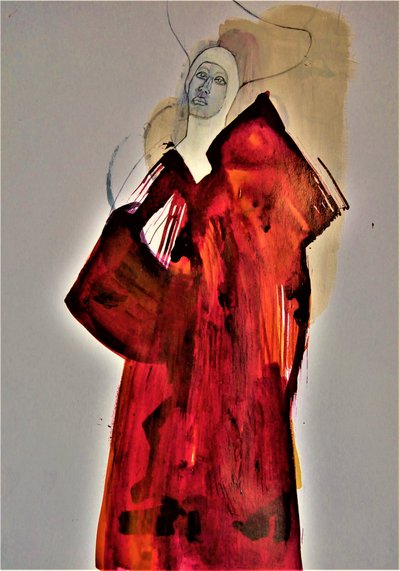 Ätherische Frau in Rot von Doris Schmitz