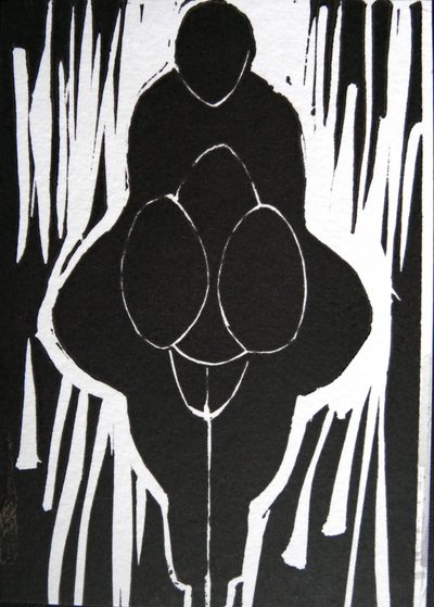 Ausdrucksstarke Schwarz-Weiß-Figur von Doris Schmitz