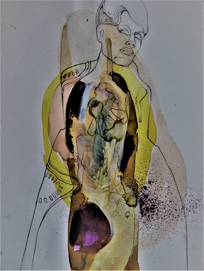 Goldene Abstrakte Figur von Doris Schmitz