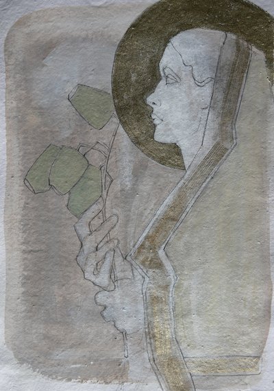 Serenes Profil Goldener Heiligenschein von Doris Schmitz