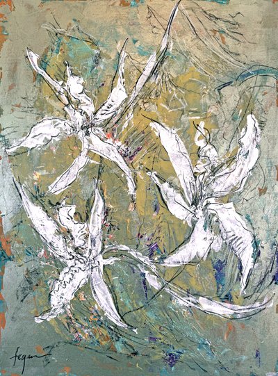Tanzende weiße Blumen von Dorothy Fagan