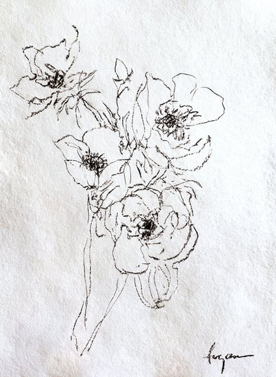 Zarte Blumenskizze von Dorothy Fagan
