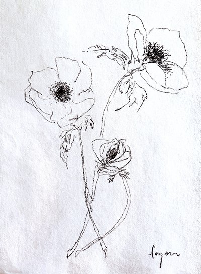 Zarte Blumenskizze von Dorothy Fagan