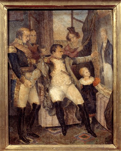 Porträt von Napoleon I. (1769-1821) vor dem Porträt seines Sohnes, des Königs von Rom, Napoleon II. (1811-1832) von Dubreuil