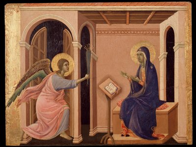 Verkündigung des Todes von Maria. Predella der Maestà von Duccio di Buoninsegna