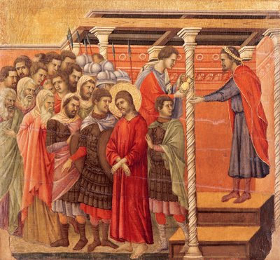 Pilatus wäscht seine Hände (Detail) von Duccio di Buoninsegna
