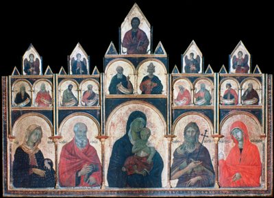 Die Heilige Jungfrau mit dem Christkind und Heiligen, um 1278-1318 von Duccio di Buoninsegna