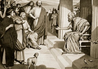 Sokrates spricht zu den Athenern, Illustration aus 