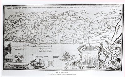 Karte von Palästina, aus einer Pessach-Haggada, gedruckt 1695 von Dutch School