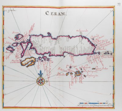 Karte der Insel Ceram (Seram), Indonesien von Dutch School
