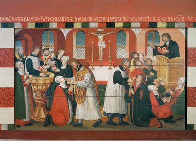 Martin Luther predigt (Detail vom Altarbild der Kirche von Torslunde) von Dutch School