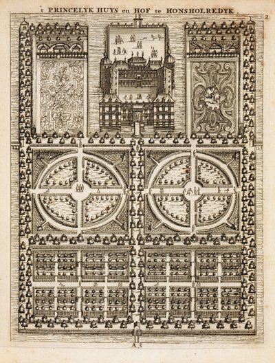 Palast von Honsholredyk, aus Der niederländische Gärtner von Johann van der Groen, veröffentlicht 1699 von Dutch School
