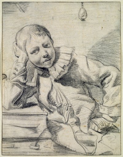 Schuljunge an seinem Schreibtisch, um 1630-45 von Dutch School