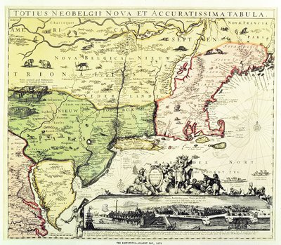Die Restitutio-Allardt-Karte von Neu-Amsterdam, graviert und veröffentlicht von Carolus Allardt, 1673 (Kupferstich) von Dutch School