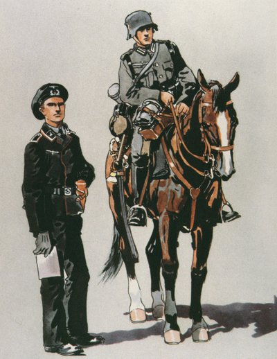 Panzeroffizier und berittener Soldat der deutschen Armee von E. (after) Dobrich