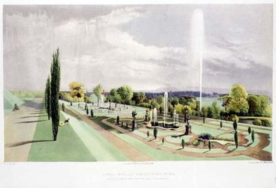 Unterer Terrassengarten, Worsley Hall, veröffentlicht von Thomas McLean von E. Adveno Brooke