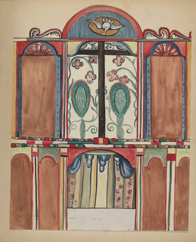 Hauptaltar in der Santa Cruz Kirche, Santa Fe County, 1935-1942 von E. Boyd