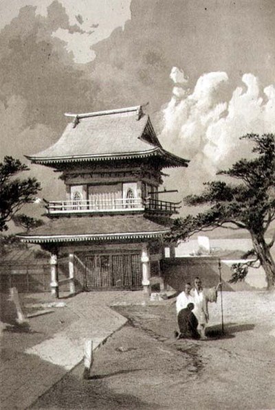 Eingang zu einem Tempel in Hakotadi, veröffentlicht von Sarony & Co., ca. 1856 von E. Brown