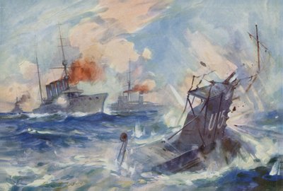 Versenkung des deutschen U-Boots U-15 durch die HMS Birmingham von E. S. Hodgson
