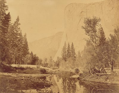Tutokanula. Tal des Yosemite. (Der große Häuptling) "El Capitan." 3500 Fuß hoch. von Eadweard J. Muybridge