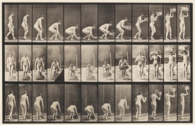 Tafel 221. Bücken und 12 Pfund Korb auf den Kopf heben von Eadweard Muybridge