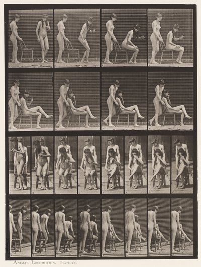 Zwei Modelle; Eine stehend, die andere sitzend, Beine überkreuzt von Eadweard Muybridge