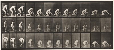 Auf rechtem Knie knien und den Boden schrubben von Eadweard Muybridge