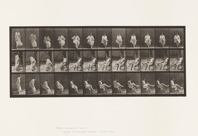 Tafel 417. Toilette; Sitzen und Strümpfe anziehen von Eadweard Muybridge