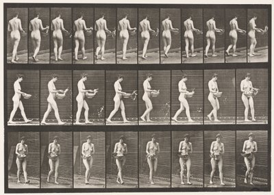 Tafel 43. Gehen, Wasser aus einer Schale spritzen, sich umdrehen von Eadweard Muybridge