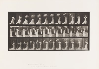 Tafel 461. Einen Sonnenschirm öffnen und sich umdrehen von Eadweard Muybridge
